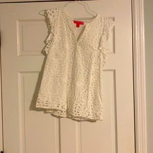 Lilly Pulitzer Spring 20 white flutter sleeve top